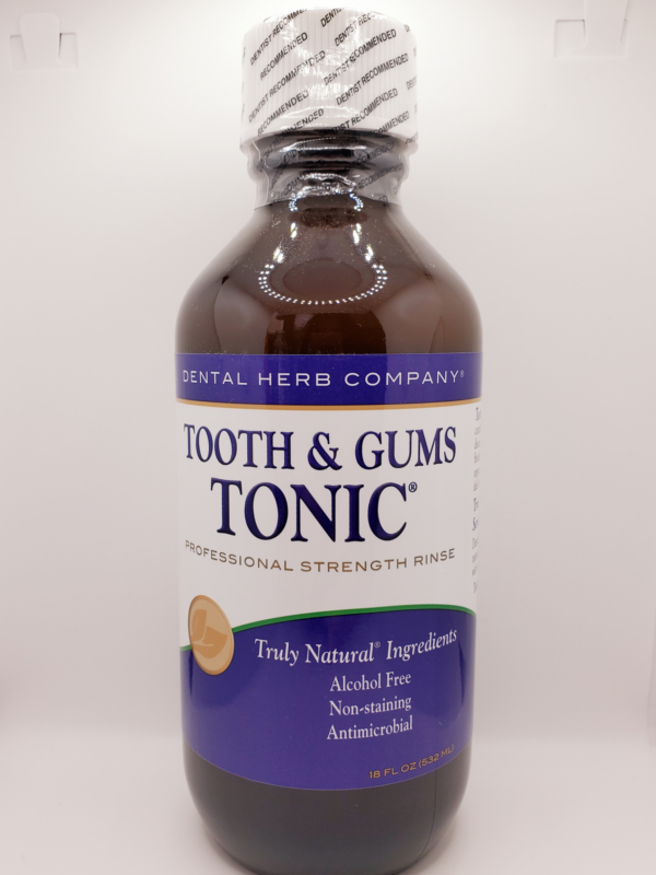 a bottle of tooth and gums tonic.